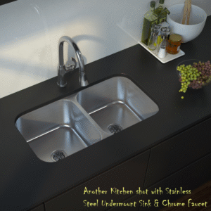 another kitchen shot with stainless steel undermount sink & chrome faucet