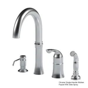 chrome single handle kitchen faucet with side spray