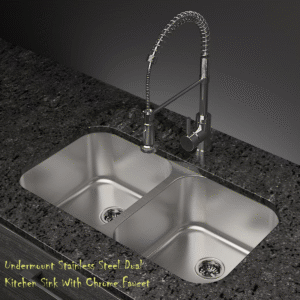 undermount stainless steel dual kitchen sink with chrome faucet